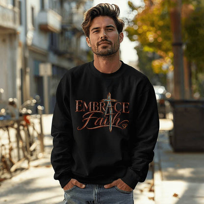 Embrace Faith Christian Sweatshirt, Faith Cross Crewneck, Christian Gift for Women, Religious Graphic Sweatshirt, Inspirational Shirt