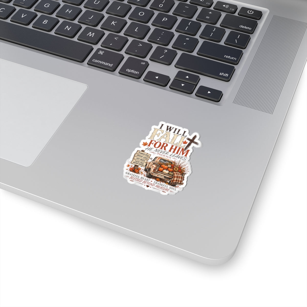 Fall For Him Sticker – Christian Autumn Pumpkin Truck Psalm 94:14 Kiss-Cut Sticker