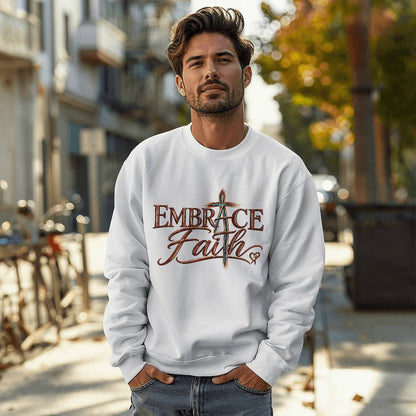Embrace Faith Christian Sweatshirt, Faith Cross Crewneck, Christian Gift for Women, Religious Graphic Sweatshirt, Inspirational Shirt