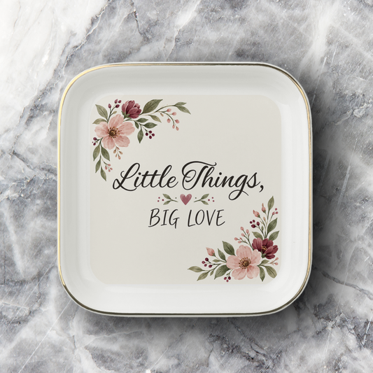 Little Things Big Love Jewelry Dish, Floral Trinket Dish, Ring Dish Gift for Her, Ceramic Jewelry Holder, Bridesmaid Gift