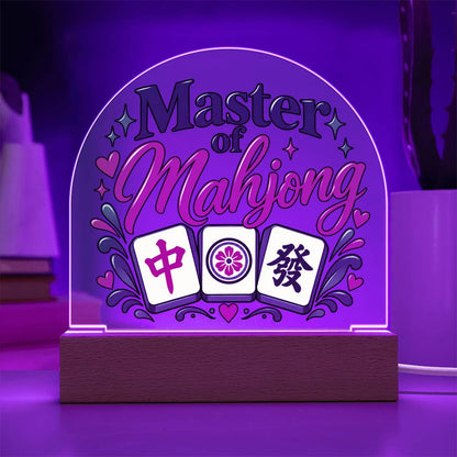 Mahjong Gift, Master of Mahjong Acrylic LED Plaque, Mahjong Room Decor, Rummikub Lover Gift, Colorful Game Night Display Sign, Gamer Gift