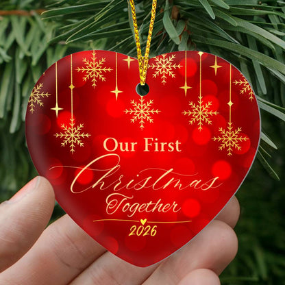 Our First Christmas Together 2026 Heart Ornament, Couples First Christmas Ornament, Newlywed Christmas Gift, Romantic Keepsake