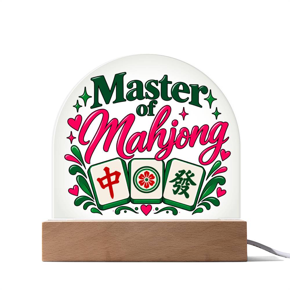Mahjong Gift, Master of Mahjong Acrylic LED Plaque, Mahjong Room Decor, Rummikub Lover Gift, Colorful Game Night Display Sign, Gamer Gift