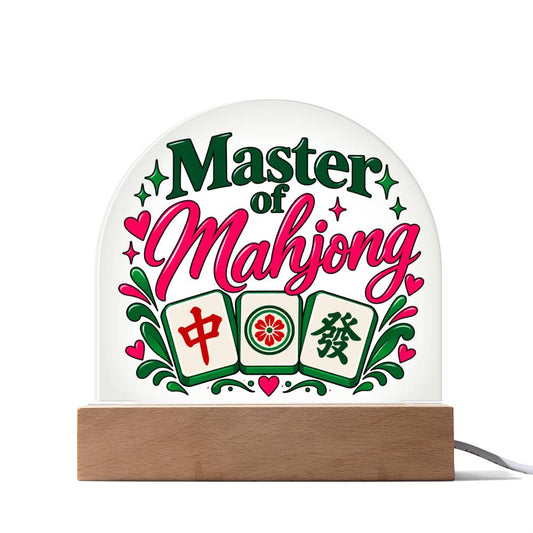 Mahjong Gift, Master of Mahjong Acrylic LED Plaque, Mahjong Room Decor, Rummikub Lover Gift, Colorful Game Night Display Sign, Gamer Gift