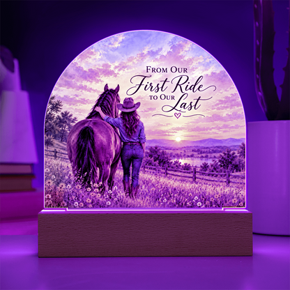Horse & Rider Acrylic Dome Plaque – From Our First Ride to Our Last