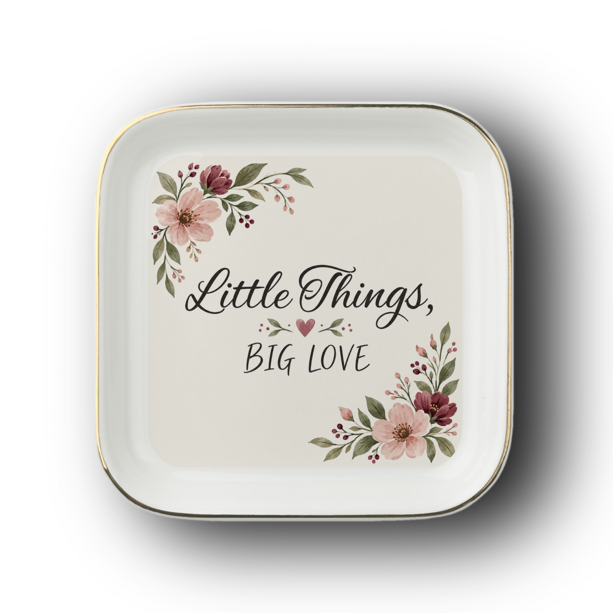 Little Things Big Love Jewelry Dish, Floral Trinket Dish, Ring Dish Gift for Her, Ceramic Jewelry Holder, Bridesmaid Gift