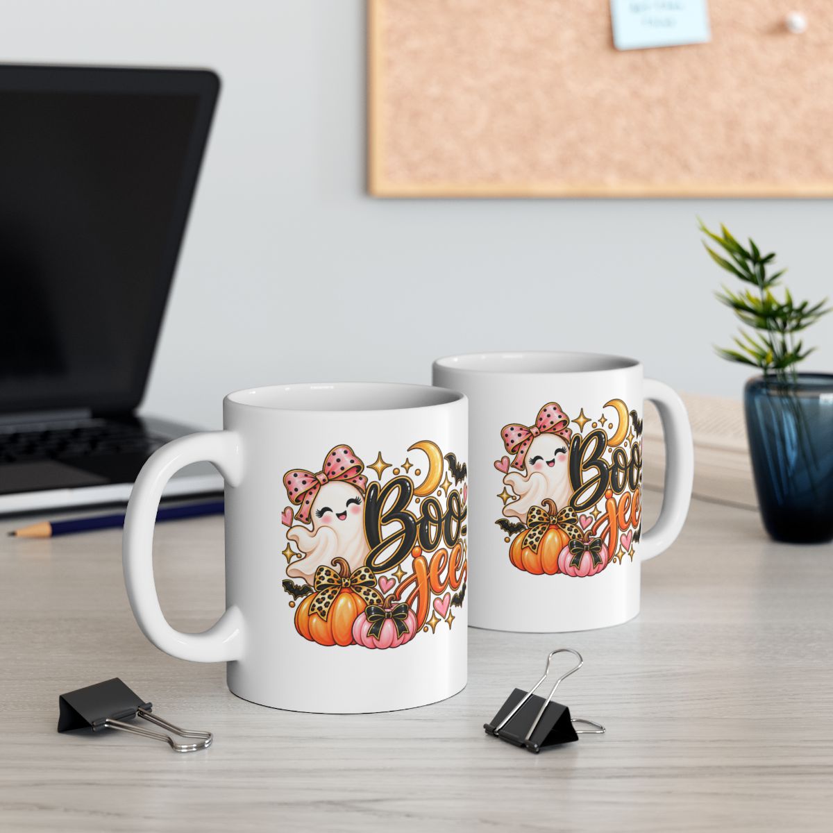 Boo-jee Halloween Mug | Cute Ghost, Pumpkins & Pink Bows