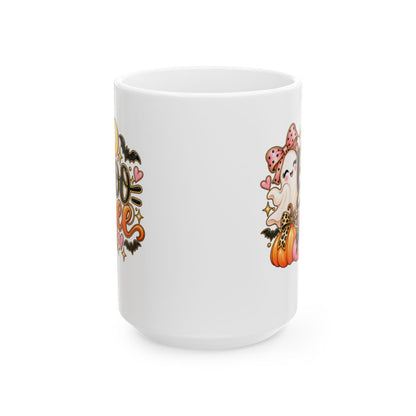 Boo-jee Halloween Mug | Cute Ghost, Pumpkins & Pink Bows