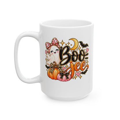 Boo-jee Halloween Mug | Cute Ghost, Pumpkins & Pink Bows