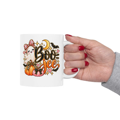 Boo-jee Halloween Mug | Cute Ghost, Pumpkins & Pink Bows