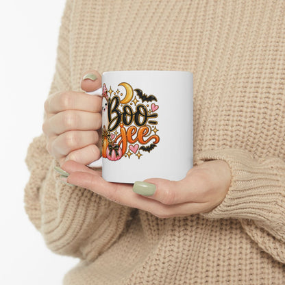 Boo-jee Halloween Mug | Cute Ghost, Pumpkins & Pink Bows