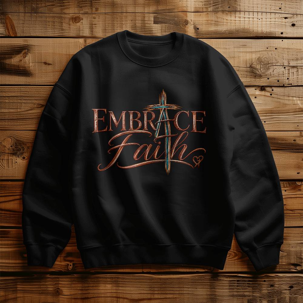 Embrace Faith Christian Sweatshirt, Faith Cross Crewneck, Christian Gift for Women, Religious Graphic Sweatshirt, Inspirational Shirt