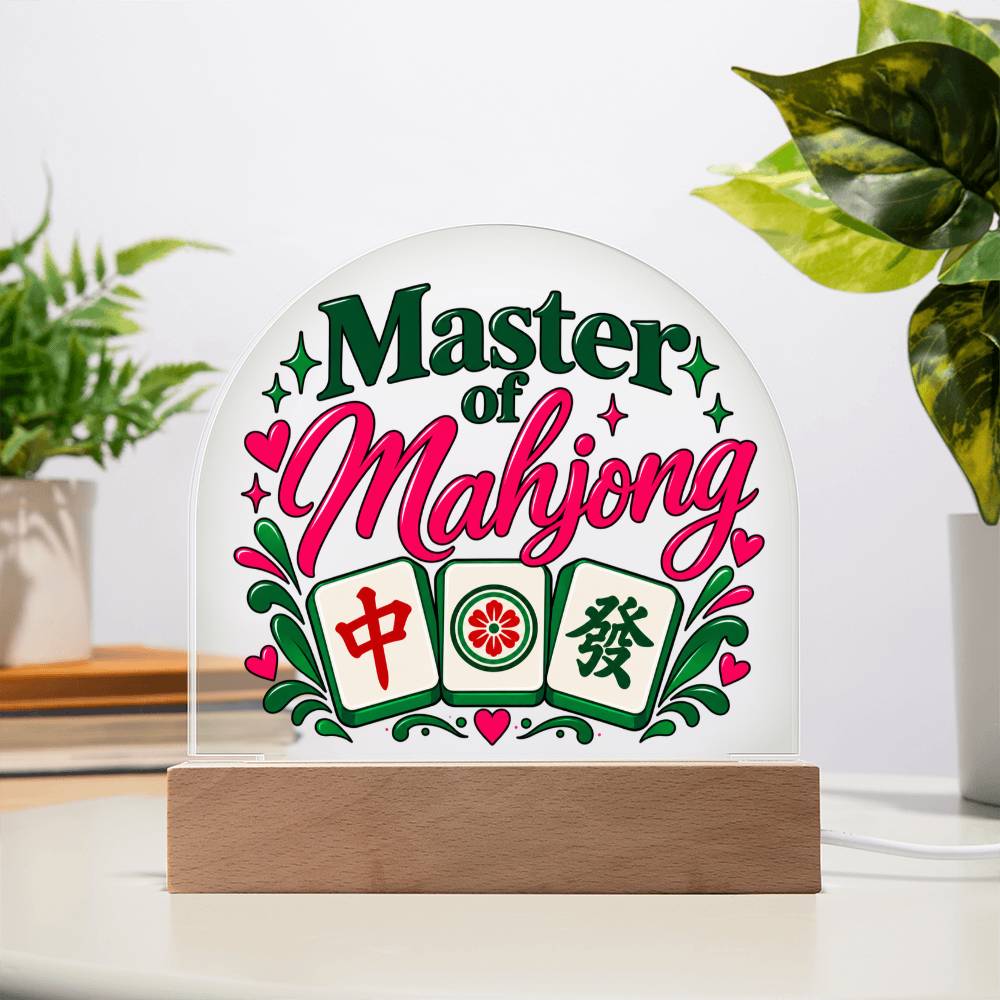 Mahjong Gift, Master of Mahjong Acrylic LED Plaque, Mahjong Room Decor, Rummikub Lover Gift, Colorful Game Night Display Sign, Gamer Gift