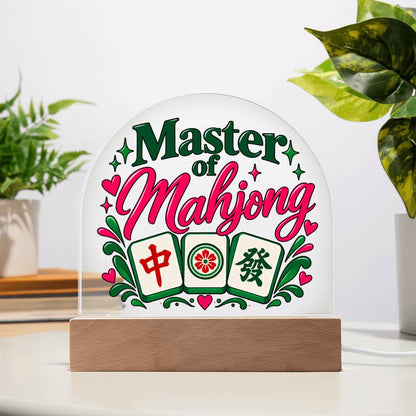 Mahjong Gift, Master of Mahjong Acrylic LED Plaque, Mahjong Room Decor, Rummikub Lover Gift, Colorful Game Night Display Sign, Gamer Gift