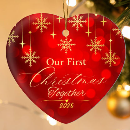 Our First Christmas Together 2026 Heart Ornament, Couples First Christmas Ornament, Newlywed Christmas Gift, Romantic Keepsake