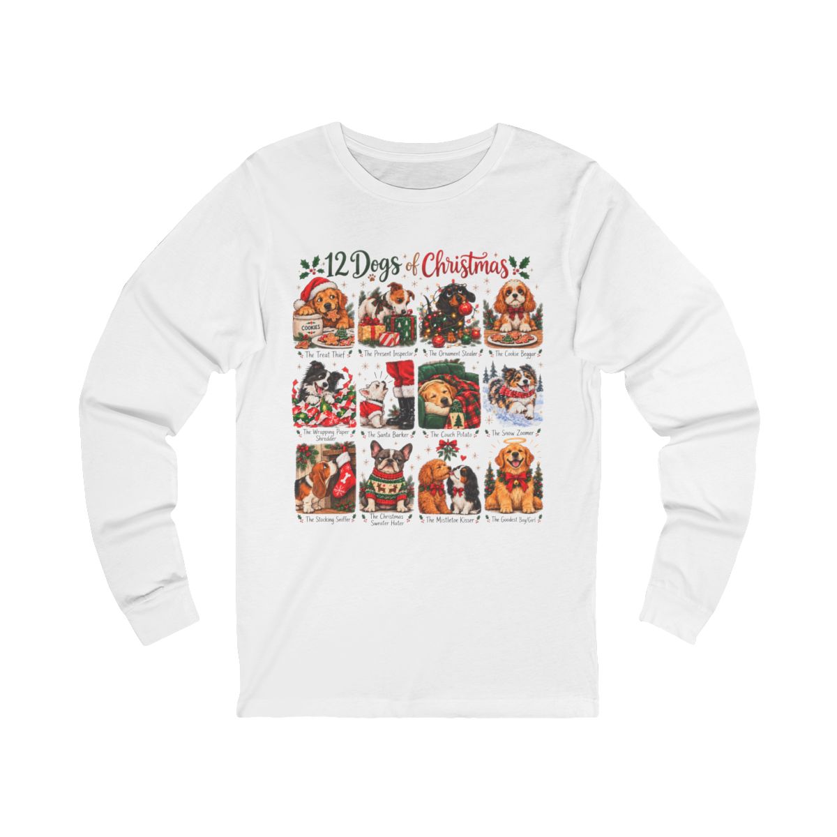 12 Dogs of Christmas Long Sleeve Shirt | Funny Dog Lover Christmas Tee | Holiday Pet Shirt
