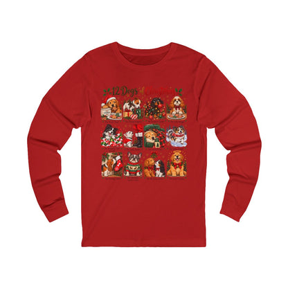 12 Dogs of Christmas Long Sleeve Shirt | Funny Dog Lover Christmas Tee | Holiday Pet Shirt