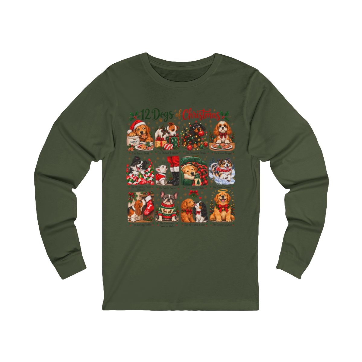 12 Dogs of Christmas Long Sleeve Shirt | Funny Dog Lover Christmas Tee | Holiday Pet Shirt